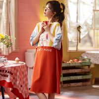 南极人女士睡衣裙夏季薄款纯棉裸感睡裙子长款宽松大码外出夏天_796 165/L【100-120斤】 LM1859-纯棉