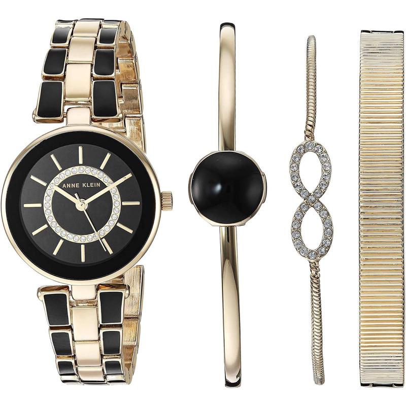 Anne Klein手表女秒针石英圆形表盘28毫米表径金属表带商务休闲高清大图