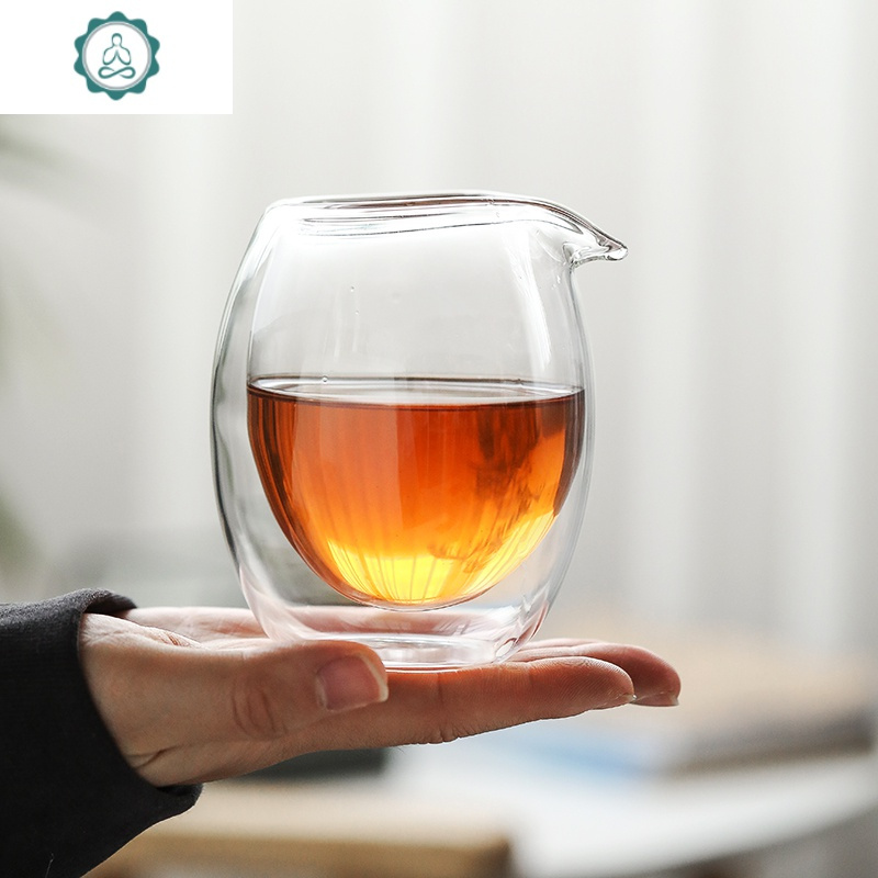 家用日式耐热玻璃公道杯简约透明加厚分茶器茶漏滤茶器