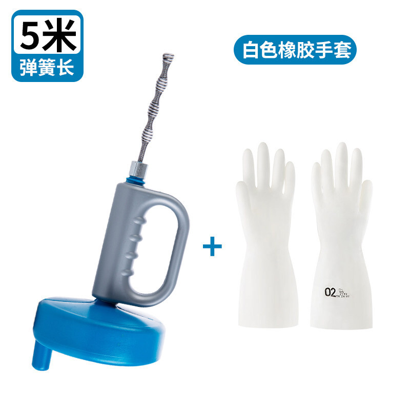 通下水道疏通钢丝手摇管道疏通器厨房厕所地漏专用工具疏通机 5米长+手套