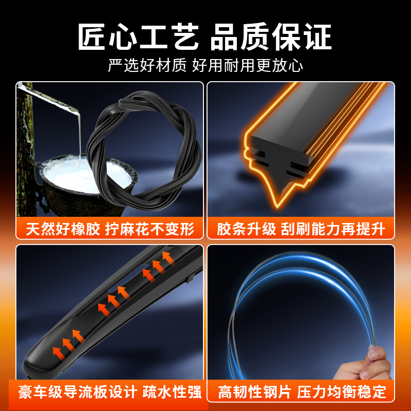 适用于奇瑞QQ3 QQ6 QQ611 冰淇淋 雨刮器澳麟原厂原装专用多功能智能款三段式前雨刷胶条