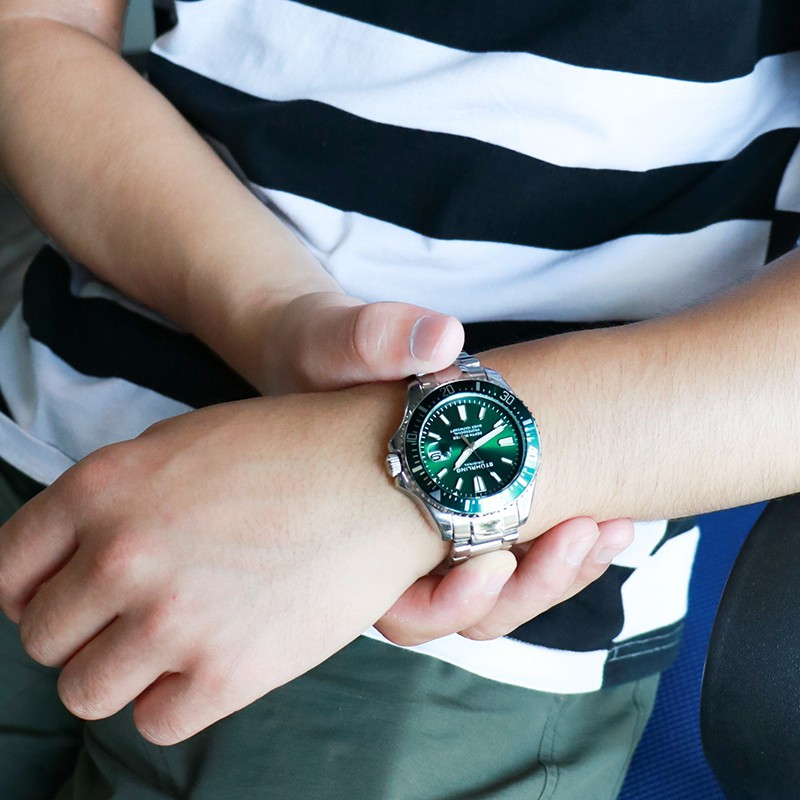 美国施图灵stuhrling绿水鬼腕表石英男士潜水气质夜光手表石英表男表