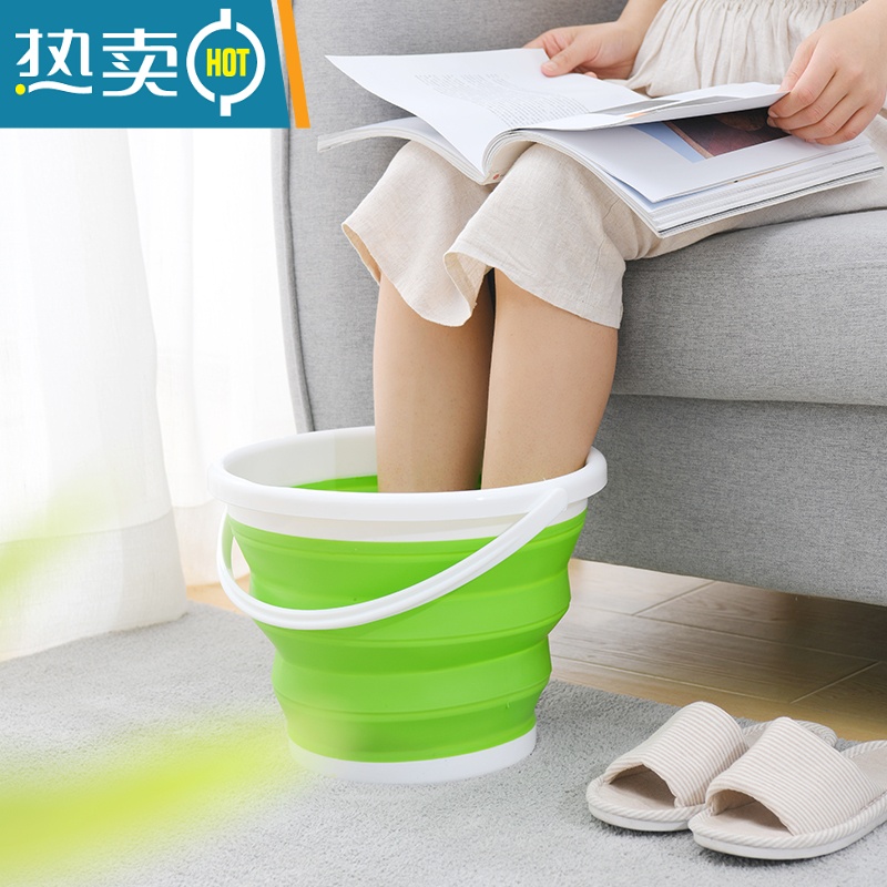 敬平可折叠桶水桶便携式旅行多功能小桶家用伸缩桶洗车桶打水桶带盖子 5L灰色加盖款(赠挂钩)高清大图