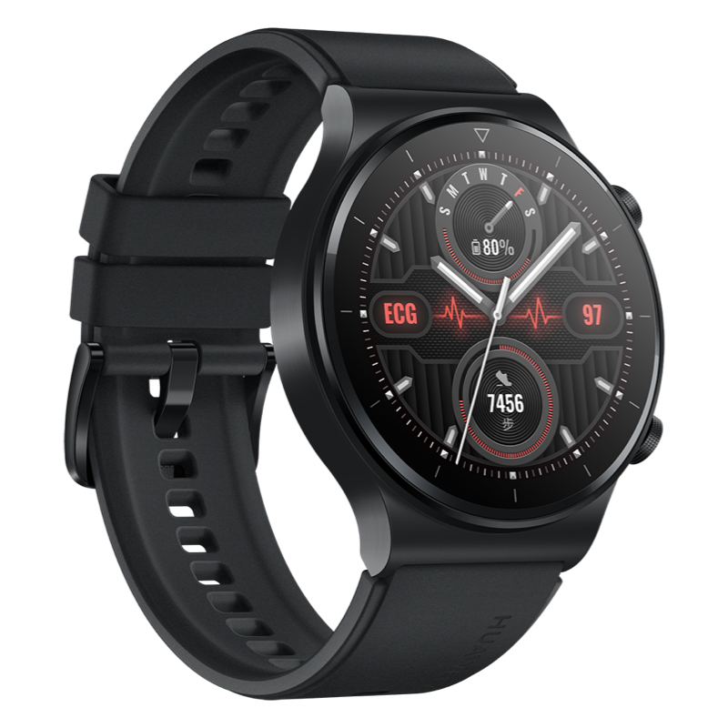 HUAWEI WATCH GT 2 Pro ECG款 曜石黑（46mm）华为智能手表 心电图监测 蓝宝石镜面 钛合金表体