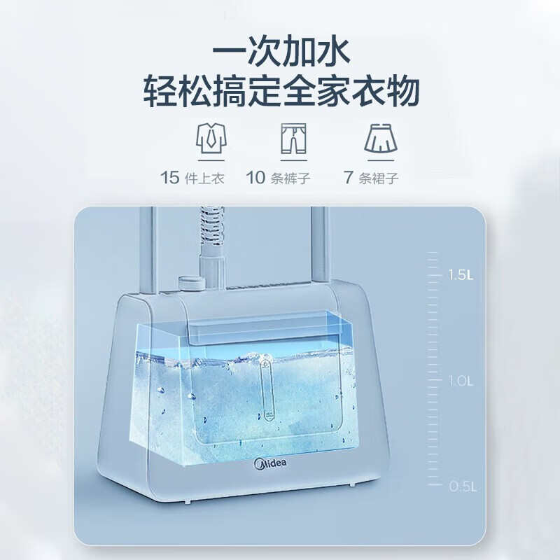 美的YGJ20P1 挂烫机双杆 大蒸汽 快速预热 熨烫机家商两用熨烫 除菌除皱烫衣机高清大图