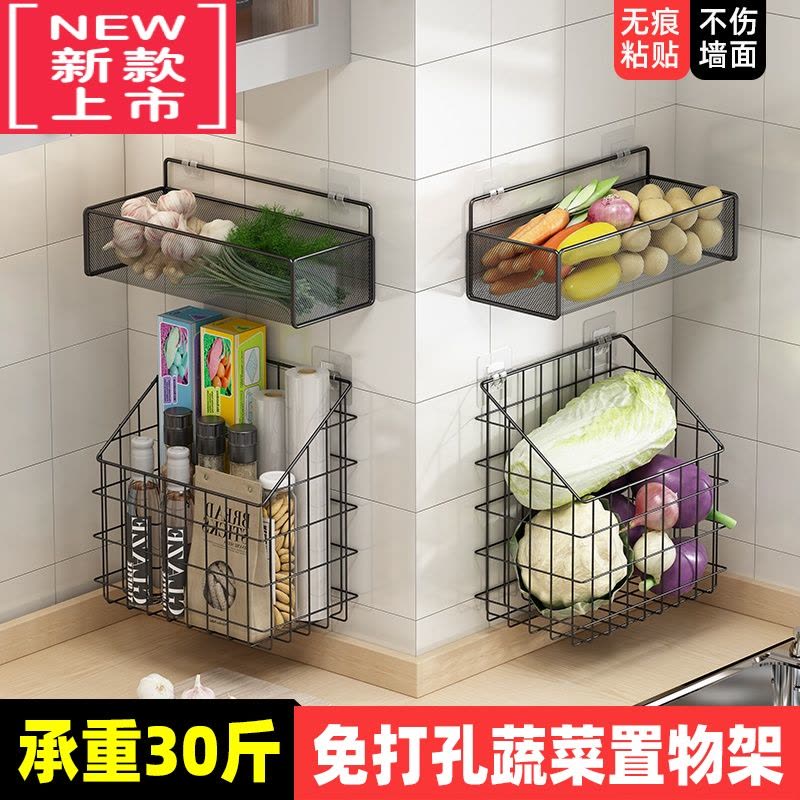 可莉允葱姜蒜收纳袋果蔬网袋墙挂式挂袋厨房置物架装大蒜头生姜器大全图片