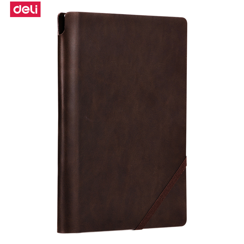 得力deli22259绑带笔记本加厚记事本商务皮面本子创意绑带文具简约工作日记本16K大本子学生办公笔记可定制高清大图