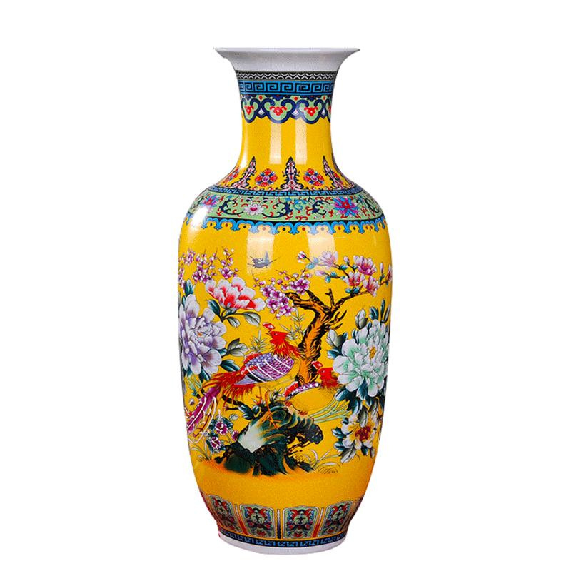 景德镇陶瓷花瓶简欧式落地大花瓶插花现代中式客厅装饰品电视柜摆件黄色冬瓜报价 参数 图片 视频 怎么样 问答 苏宁易购