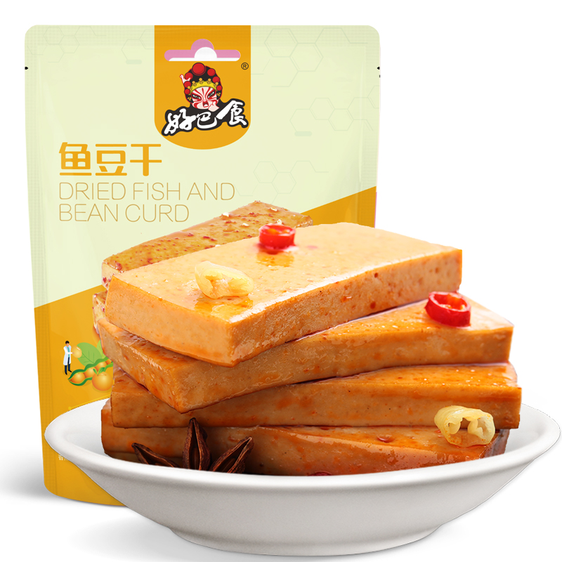 好巴食 豆腐干 休闲零食 鱼豆干鱼豆腐豆干混装3口味468g