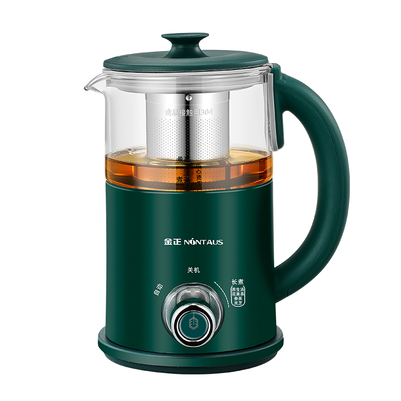 金正全自动家用煮茶器小型办公室电热烧水壶玻璃蒸茶壶花茶养生壶JZ-D7 复古绿(蒸茶款)高清大图