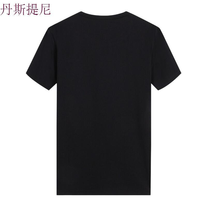[商场同款]男装休闲短袖T恤青年潮流植物印花图案圆领上衣黑色