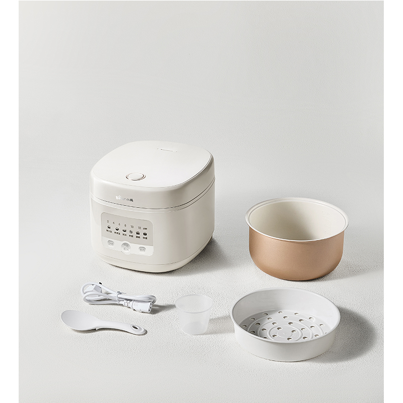 小熊bear 30L以上方形电饭煲象牙白瓷晶内胆按键定时一级能效5毫米厚粥汤大师 DFB-Q40E2