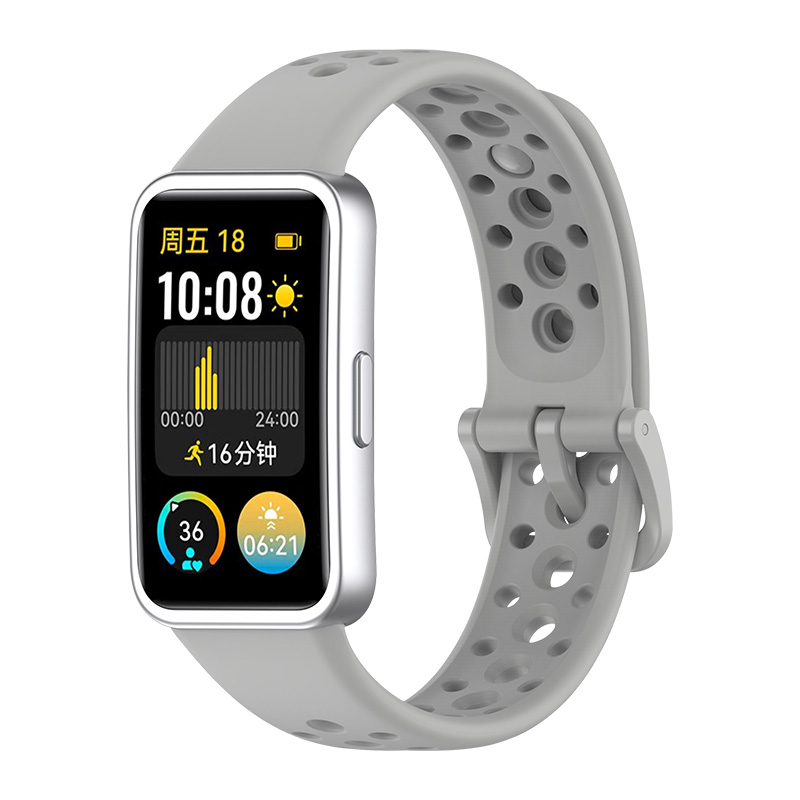 适用华为手环8/9/10表带nfc通用智能运动液态硅胶TPU透气防水表带高清大图