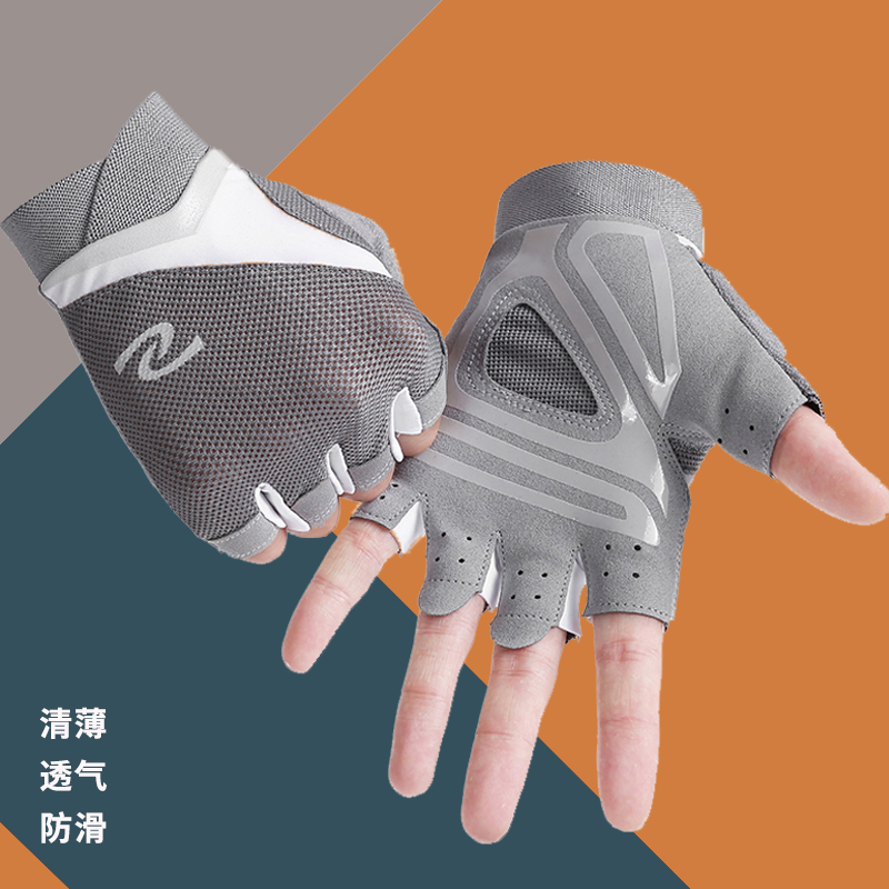 半指手套男女夏季薄款健身器械训练单车单杠骑行开车防晒防滑透气高清大图