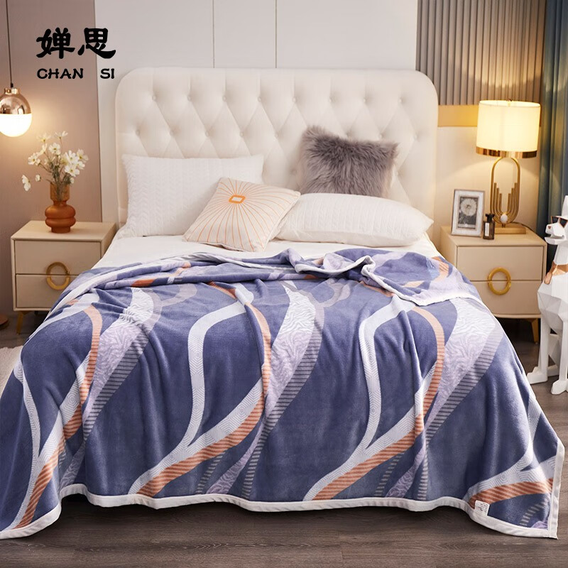 婵思CTK0220060L200*230cm时尚印花云貂绒毯1.00件/条高清大图
