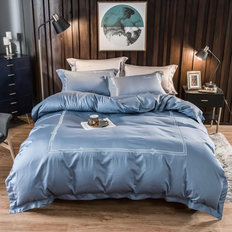 家柏饰(CORATED)60支长绒棉四件套全棉北欧风床单被套简约全棉刺绣1.8m米床上用品