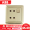 ABB开关插座 德逸珍珠金 一开四孔带开关10A电源面板AE222-PG