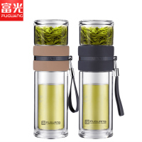 富光(FUGUANG)玻璃杯G1609-SH-240 240ml创意随手杯过滤杯子男双层水杯便携茶水分离泡茶杯