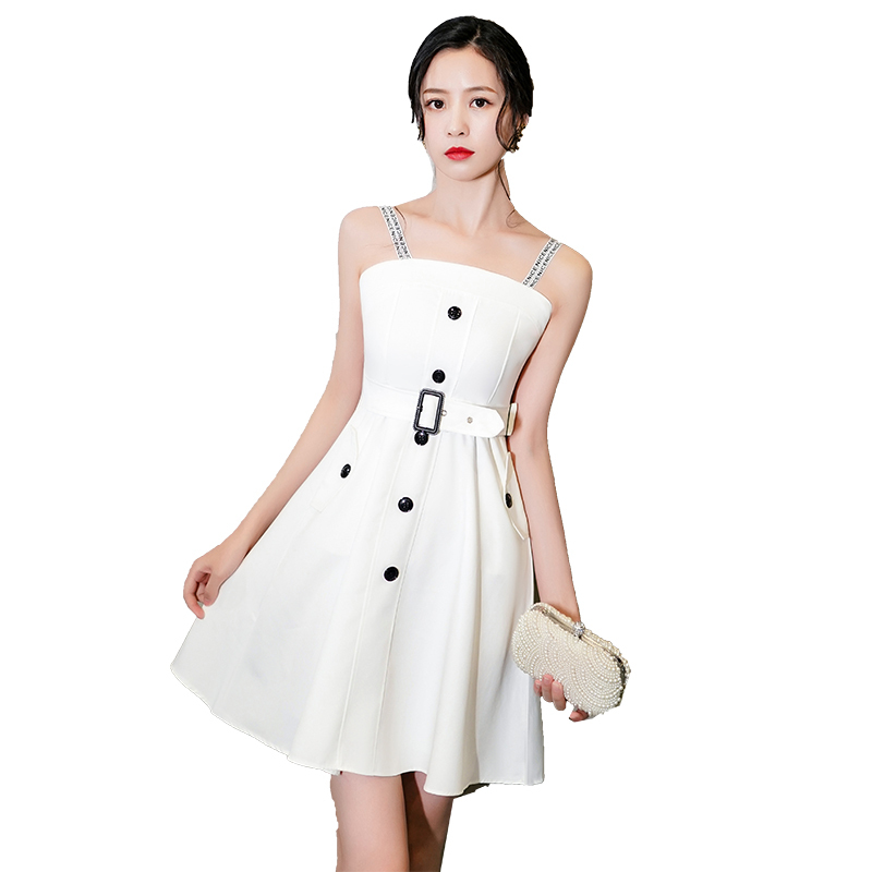 无畏衣衣白色宴会晚礼服女吊带抹胸短款名媛气质高贵连衣裙平时可穿