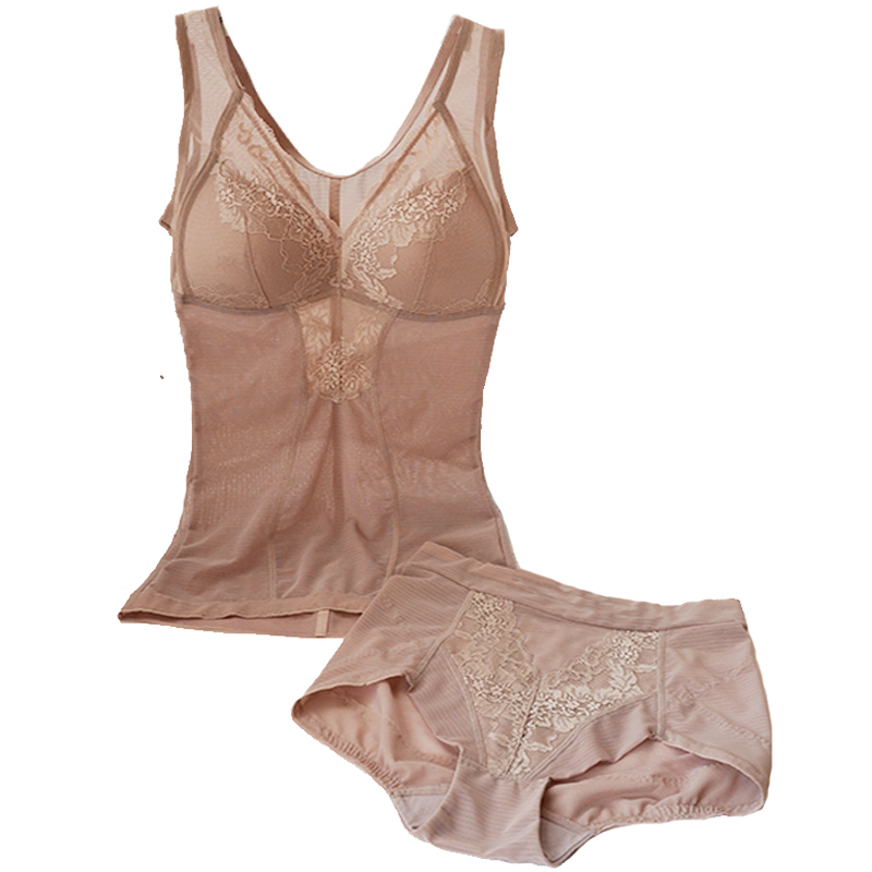 雅兰都塑身衣女收腹两件套分体韩国塑身背心收腹收腿大码