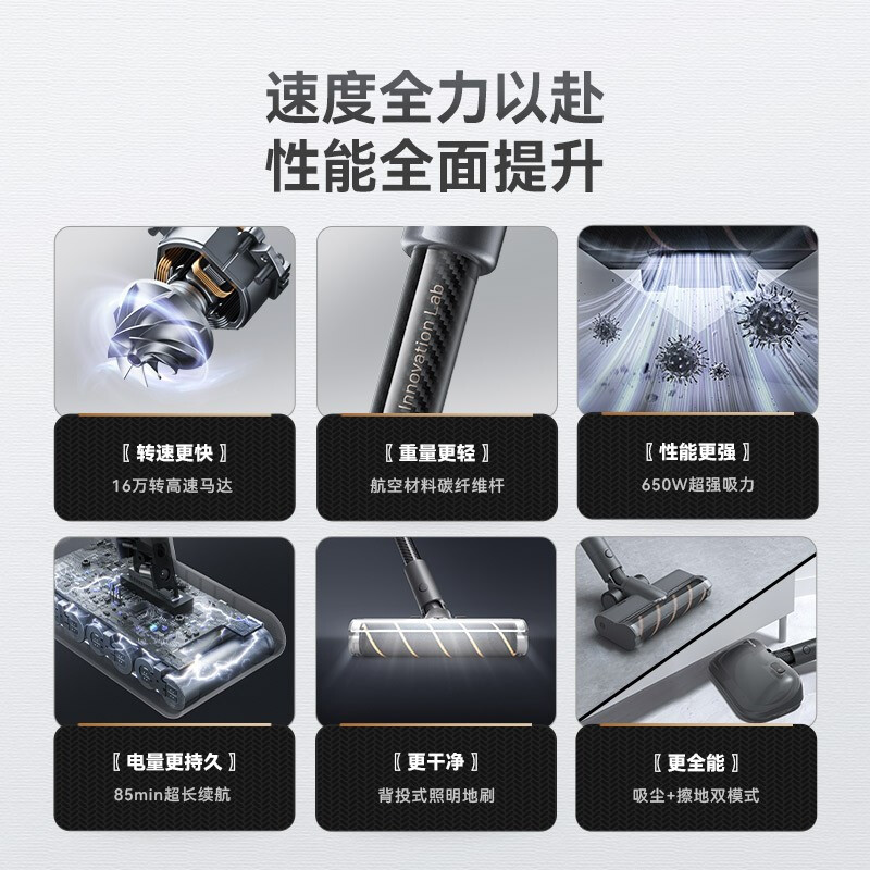 追觅(dreame) 吸尘器V16 无线吸尘器家用除螨 16万转高速马达大功率