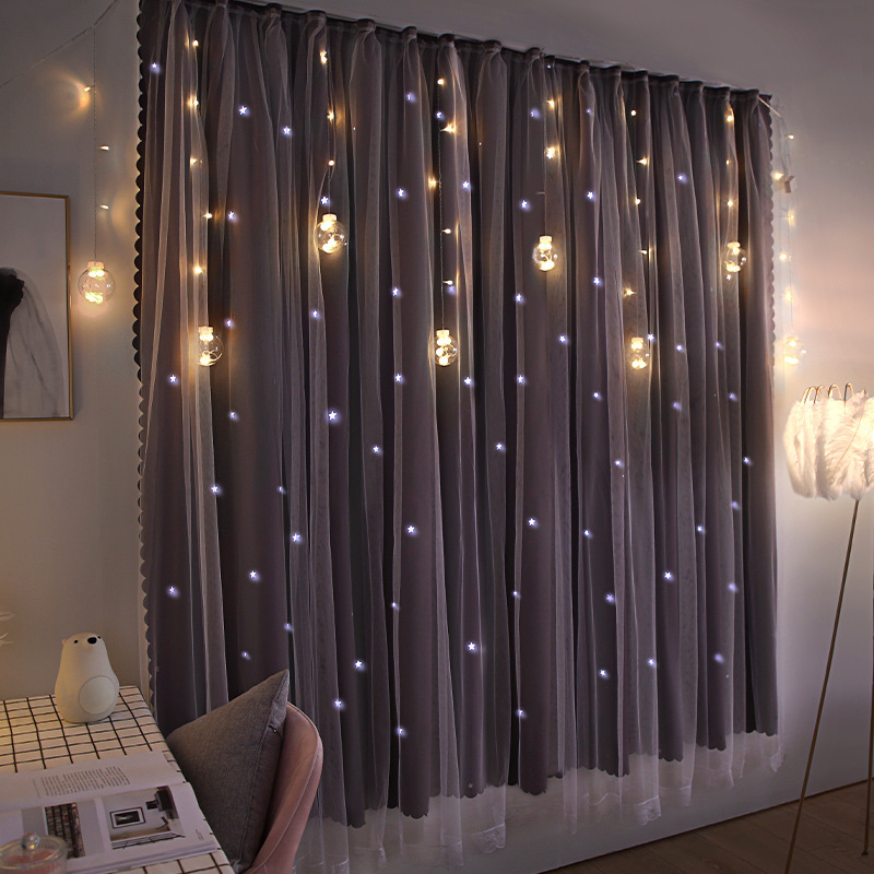 网红免打孔魔术贴窗帘 出租屋自粘遮光布 宿舍卧室飘窗纱帘子