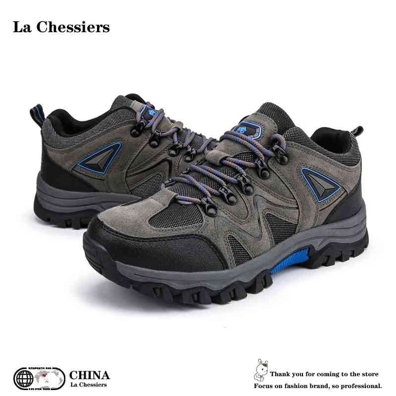 La Chessiers户外登山鞋秋冬季新款运动鞋防滑徒步鞋旅游鞋耐磨越野休闲鞋 灰色 46码