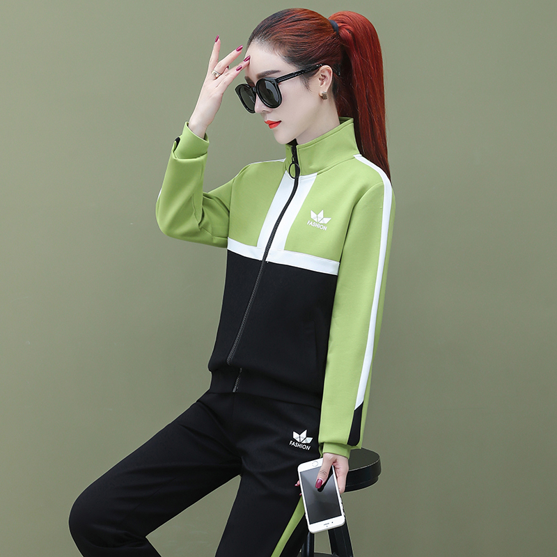 运动休闲套装女春秋季2022新款大码女装跑步服春秋款卫衣棉质