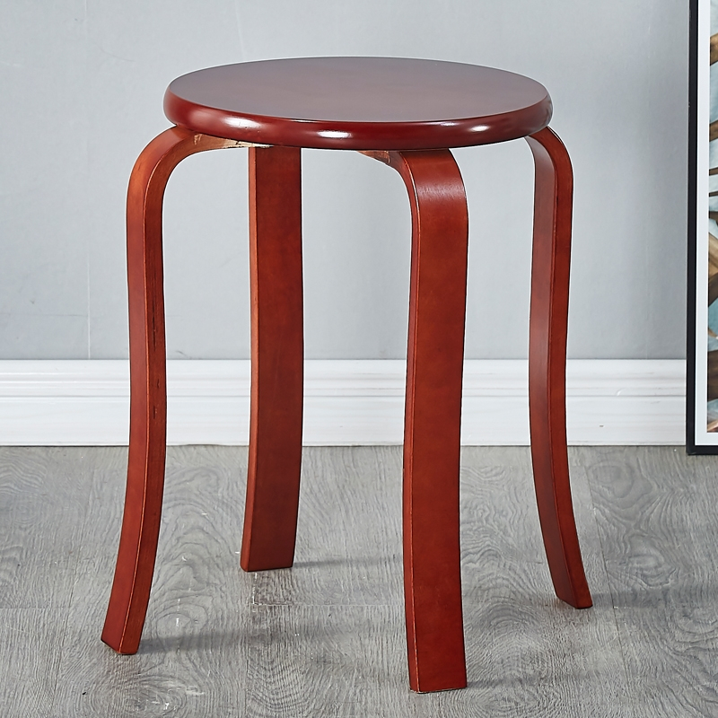 实木餐凳家用软面小圆凳子椅子古达现代简约坐凳高圆凳布面餐桌板凳高