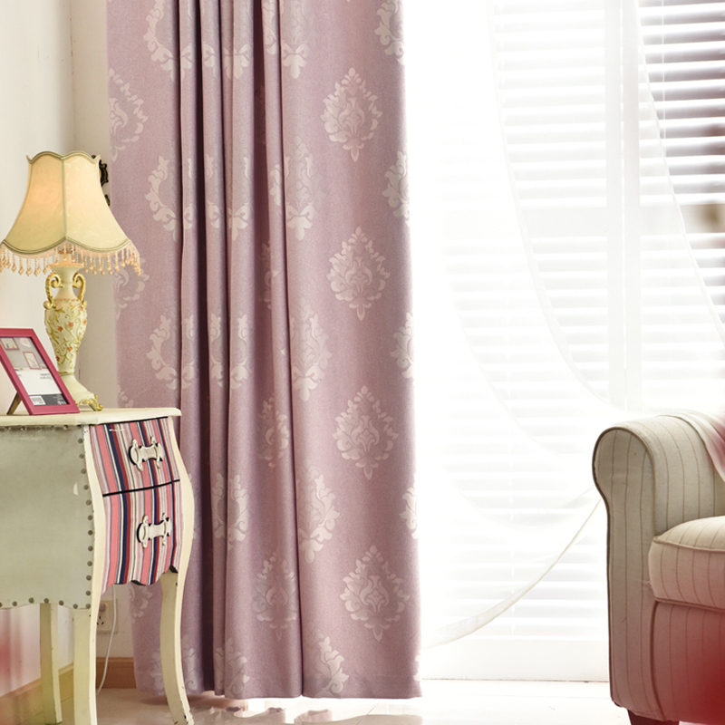 美帮汇现代简约简欧北欧加厚遮光提花窗帘成品卧室客厅书房落地窗帘定制 1#粉色 1.0米宽*2.7高挂钩加工