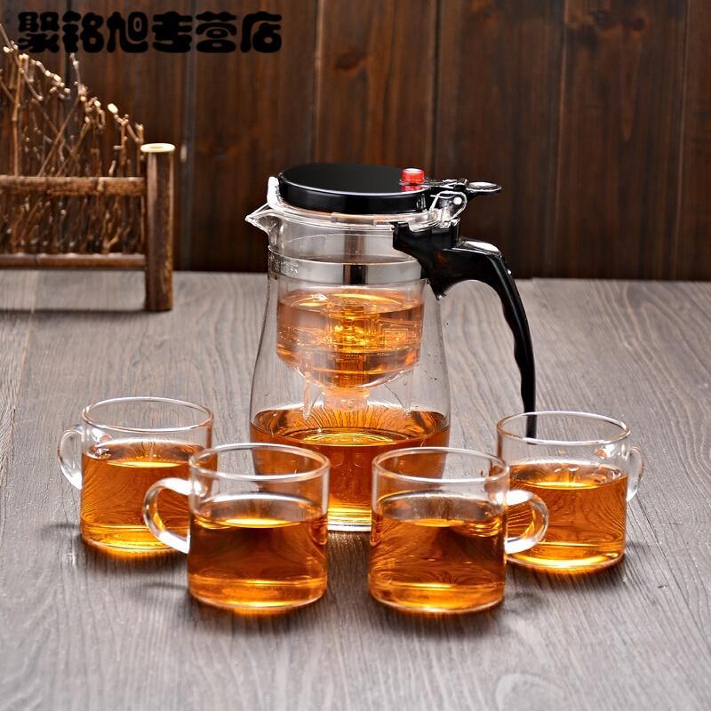 飘逸杯一键自动过滤内胆泡花茶壶耐热玻璃冲茶器可拆洗茶具简约