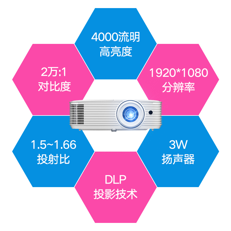 Optoma /奥图码HD28EH投影仪家用高清1080P家庭影院3D投影机高清办公4000流明