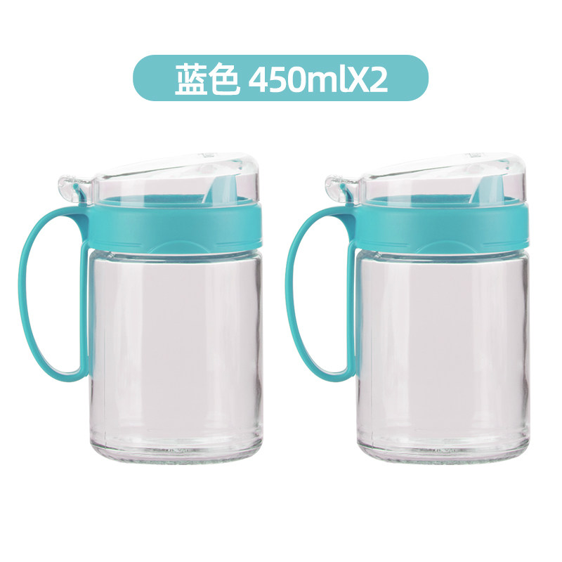 茶花玻璃油壶大容量塑料厨房家用小油罐油瓶酱油醋调料瓶 450ml蓝色2只装【货号6002】 默认尺寸