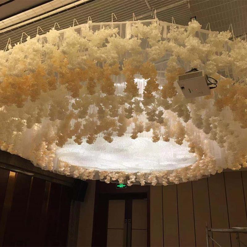 大红5枝婚庆绢花礼堂吊顶装饰花仿真樱花大飘雪假花婚礼花艺路引花