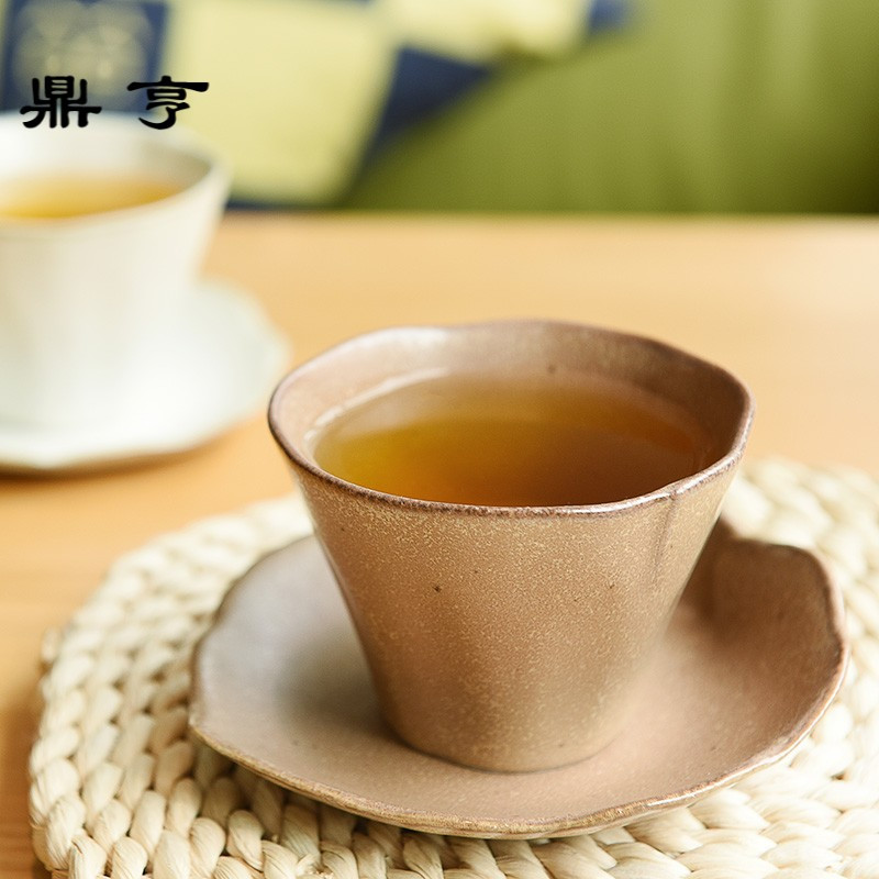 鼎亨日本进口手作陶瓷茶器 花朵树叶子造型 创意小清新茶杯子托盘