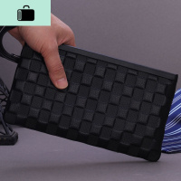 手包男手拿包手抓包夹包信封包真皮头层牛皮软皮商务休闲小手机包NEWLAKE 黑色正方格