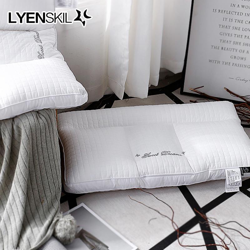 家柏饰(CORATED)全棉决明子枕头羽丝绒枕芯一对全棉酒店成人学生单人颈椎