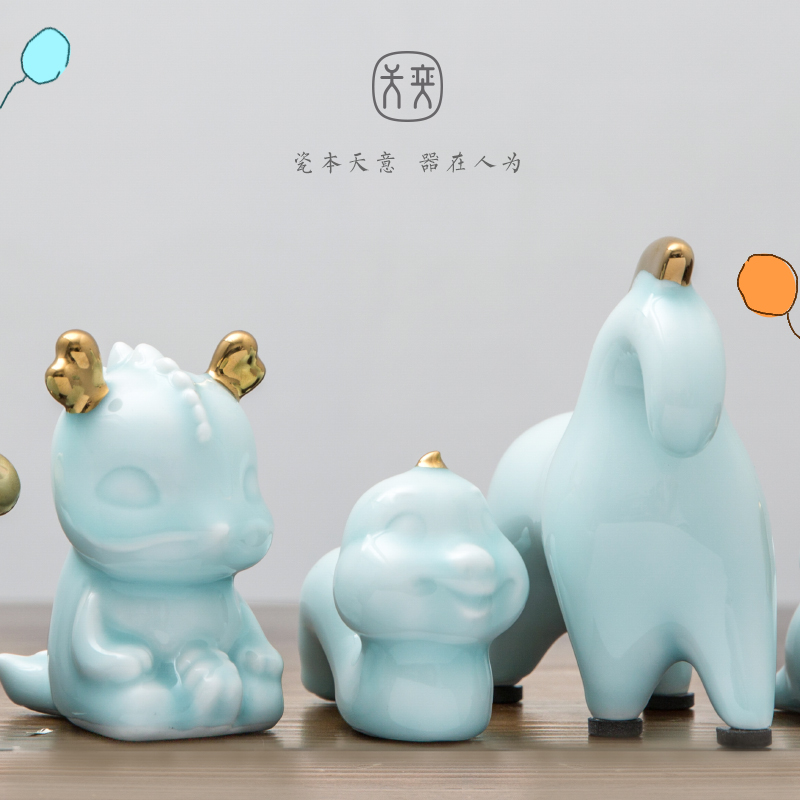 《十二生肖》景德镇陶瓷摆件家居装饰创意可爱送女友生日 三维工匠 十二生肖影青描金-(已蛇)高清大图