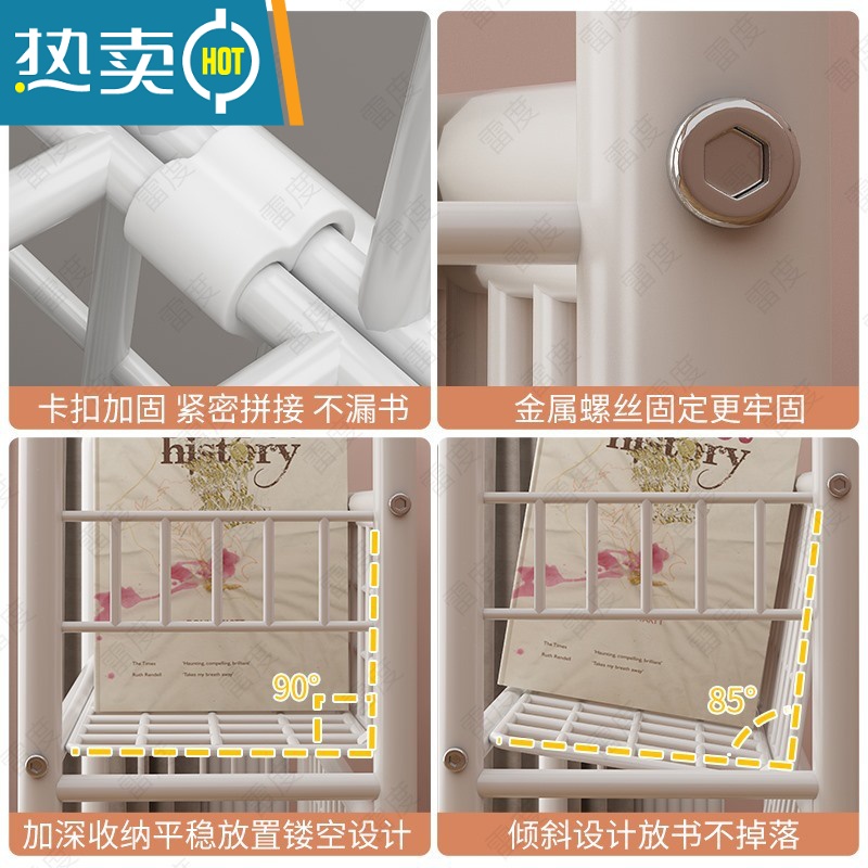 敬平书架儿童家用置物架落地简易一体架储物柜图书馆绘本收纳架可移动高清大图