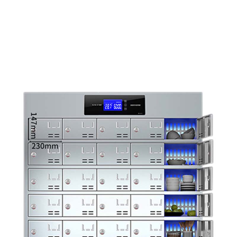 豪利特不锈钢员工食堂消毒餐厅紫外线高温餐盘餐具柜多格饭盒储物柜50门碗柜 紫外线消毒高清大图