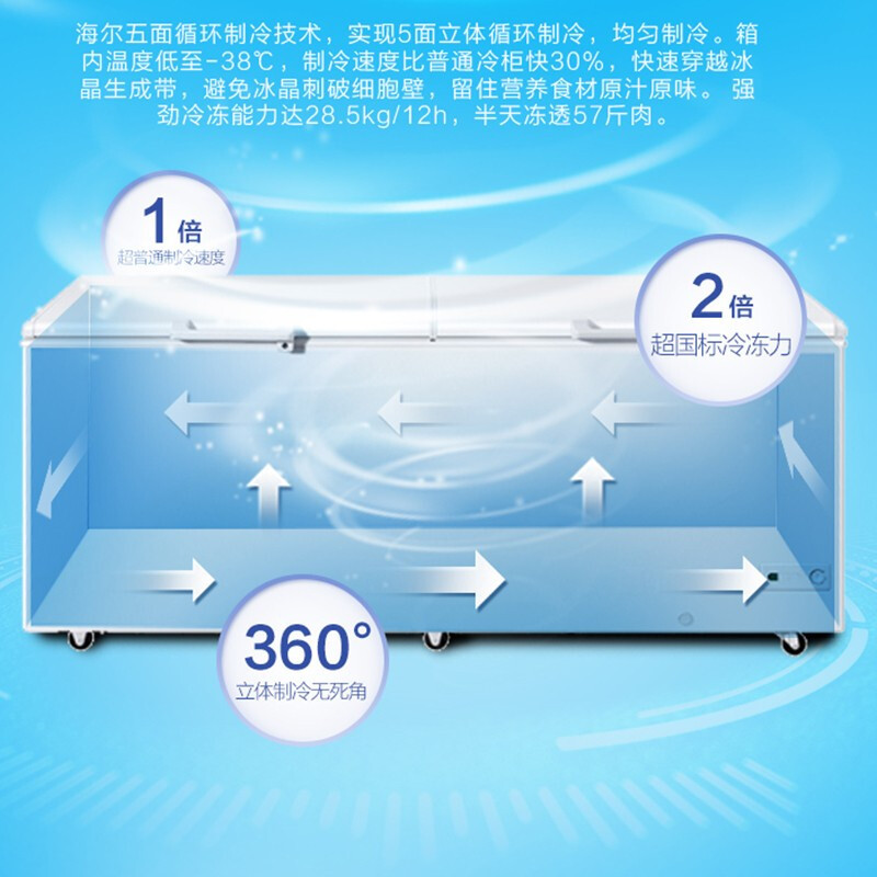 海尔(Haier)629升大容量商用卧式顶开门冷柜 -38度超低温 冷藏冷冻速冻转换 大冷冻力 BC/BD-629HEZ