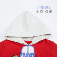 安笛贝乐童儿童通用男女童春季秋季红色连帽纯棉毛圈卫衣中小童上衣外套80-120cm