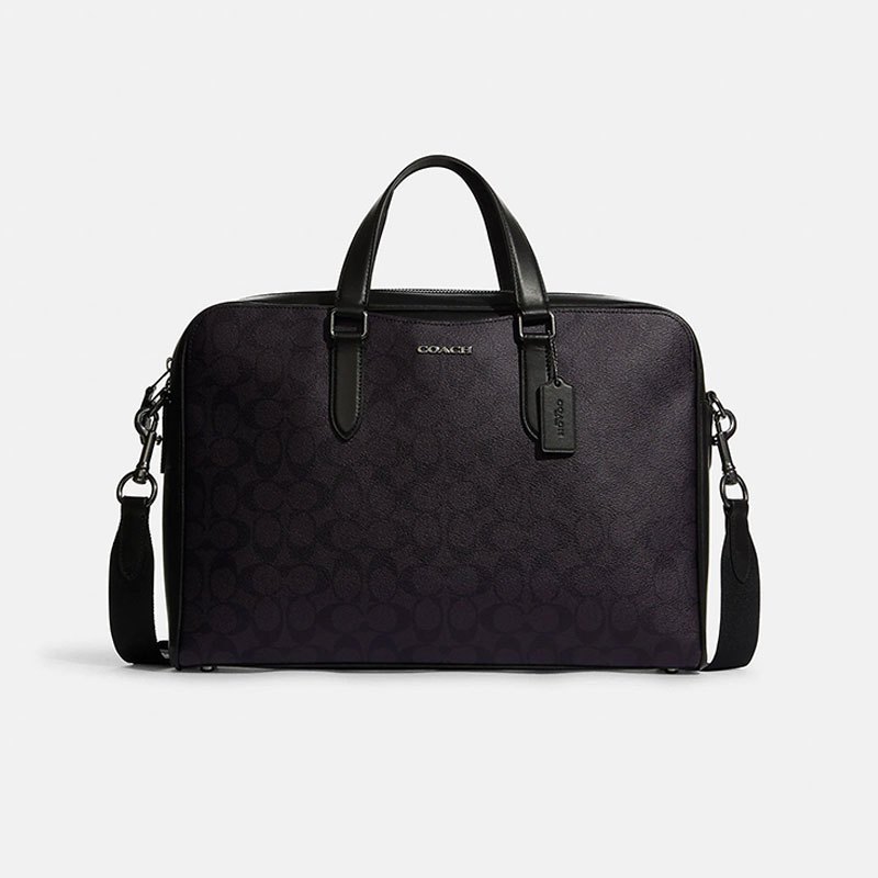 蔻驰coach男包奢侈品新款graham系列精致小牛皮经典徽标印花公文包