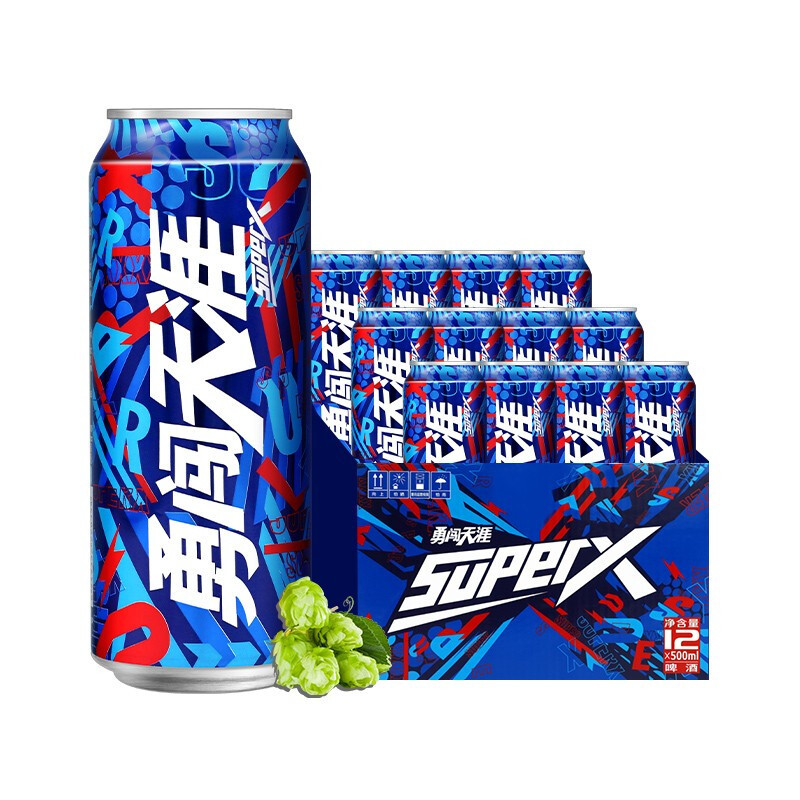 雪花啤酒勇闯天涯superX500ml*12听整箱装(新老包装随机发货)
