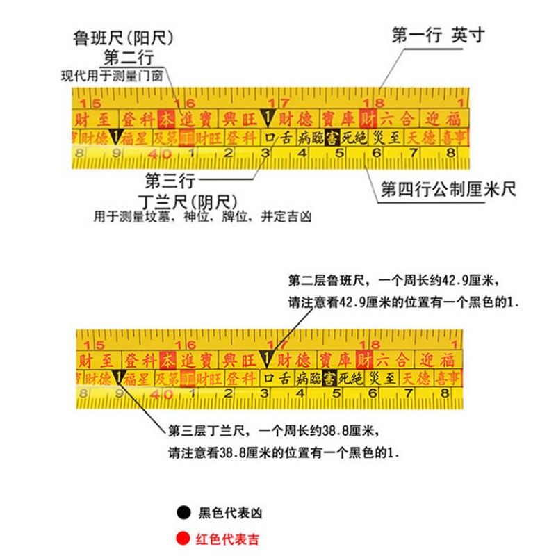 鲁班尺风水测量尺5米7.5米10米钢卷尺带字