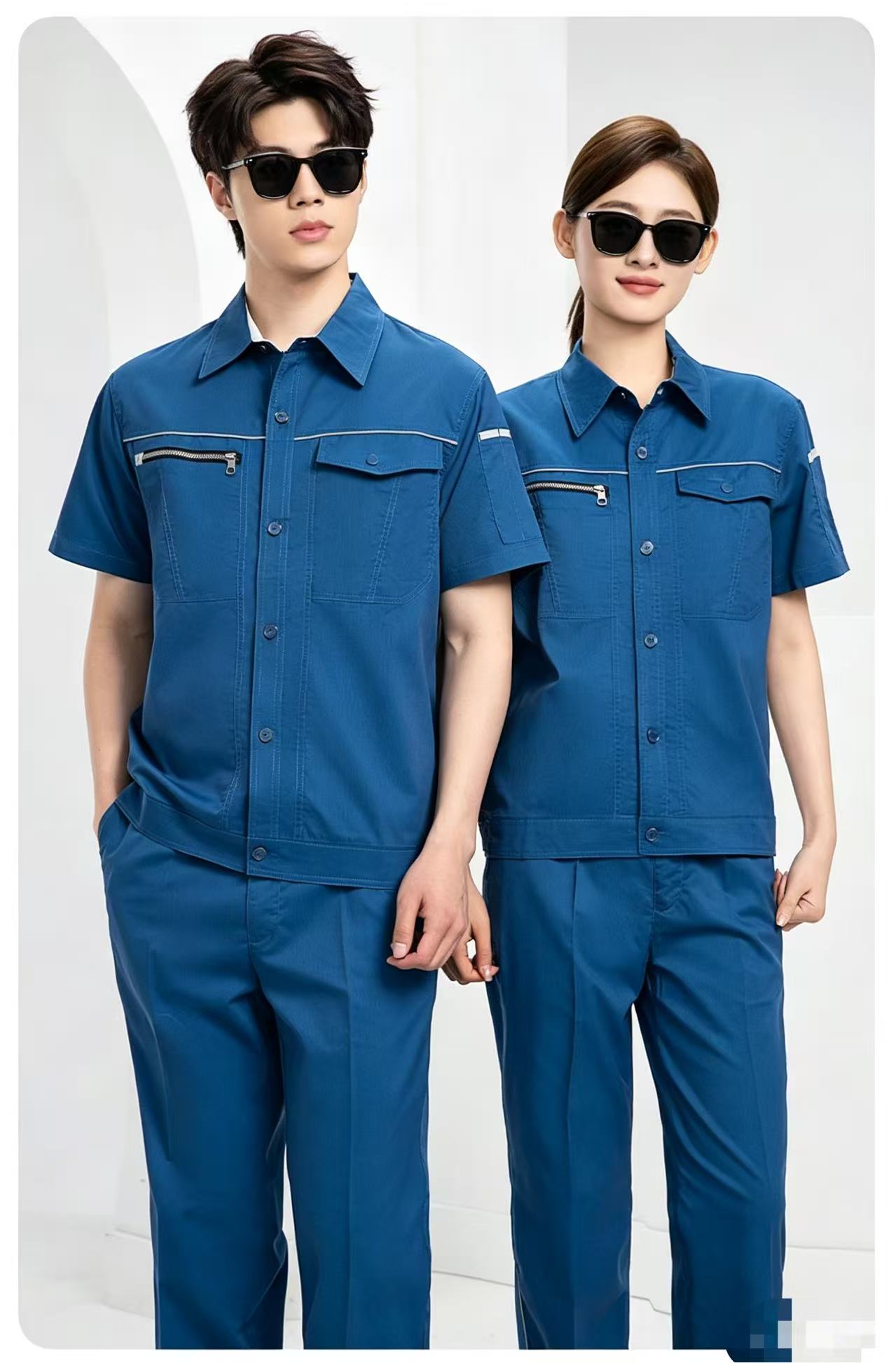路安保夏季竹纤维立领拉链款工作服DL235D微弹力套高清大图