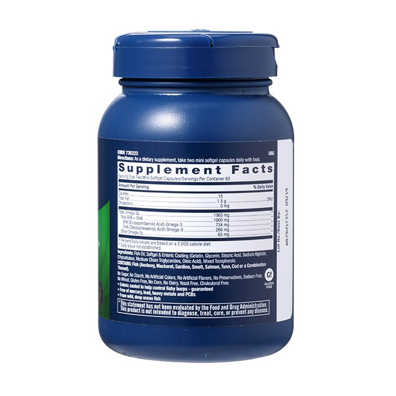 健安喜 GNC 三倍深海鱼油迷你软胶囊120粒 进口鱼油欧米伽3Omega-3&DHA 美国进口