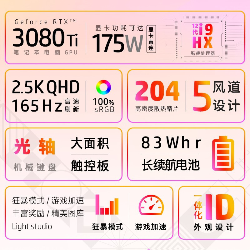 惠普HP 暗影精灵8Plus高能版游戏本笔记本电脑 电竞吃鸡开黑i9-12900HX/32G/2TSSD/RTX3080Ti/17.3英寸/黑[17-CK1008TX]