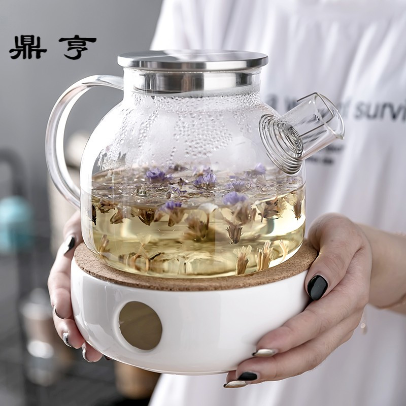 鼎亨日式下午茶茶具套装创意玻璃花茶茶具耐热花茶壶可加热炉座带