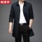 恒源祥风衣男中长款秋冬季潮流加棉翻领商务休闲行政夹克黑色外套